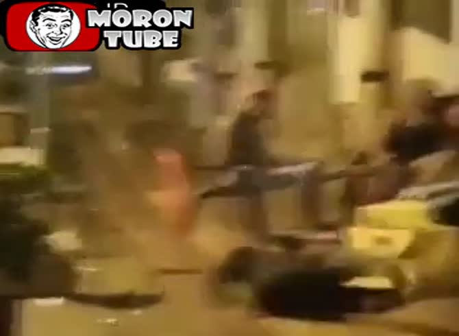 Video :A guy attempts to kick a dog, instant karma